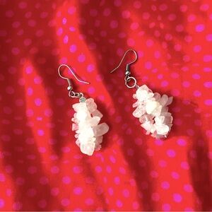 White Stone Dangle Earrings- Handmade